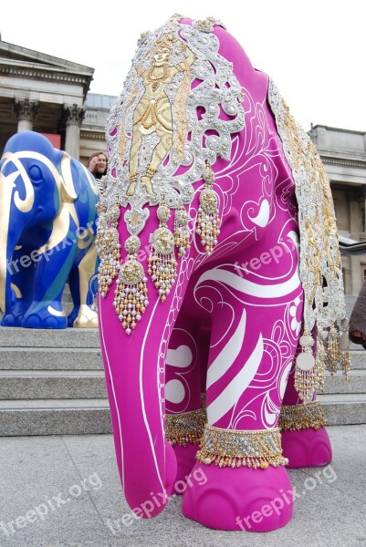 Elephant Art Pink Decorated Ornate