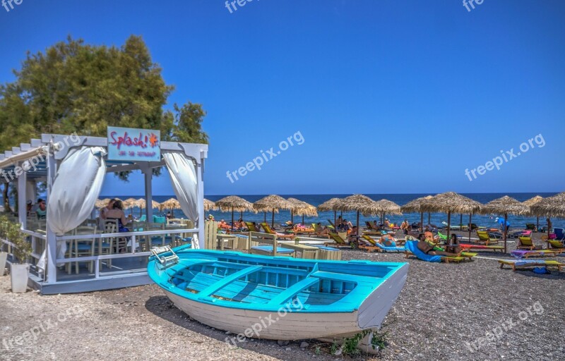 Boat Beach Kamari Beach Santorini Greece