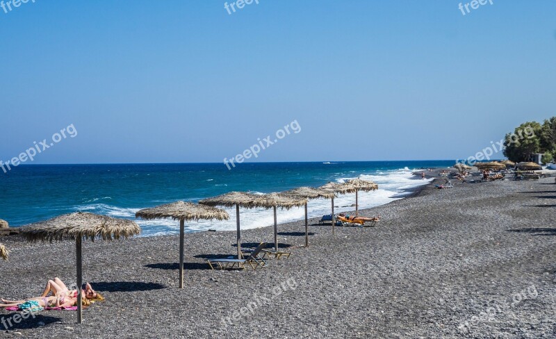 Kamari Beach Santorini Greece Sea