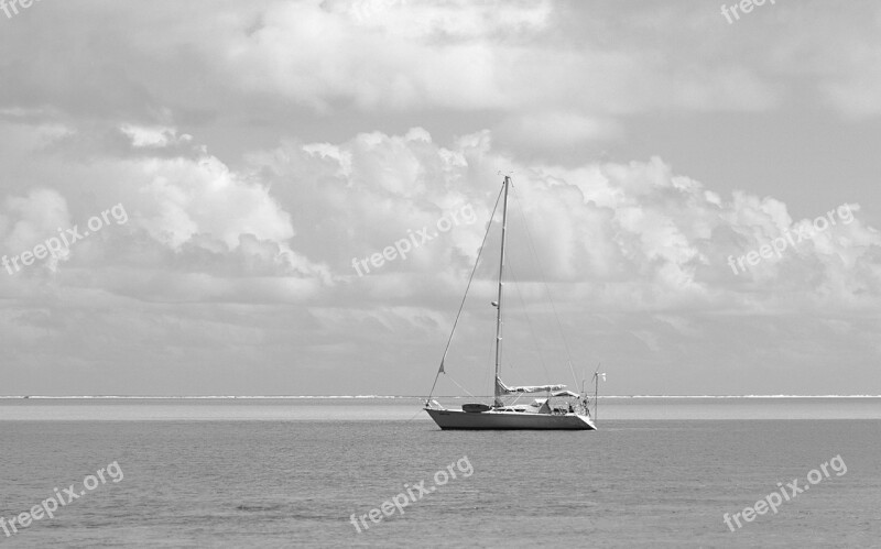 Sailboat Sky Black And White Free Photos