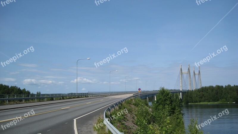 Finnish Landscape Bridge Sky Summer