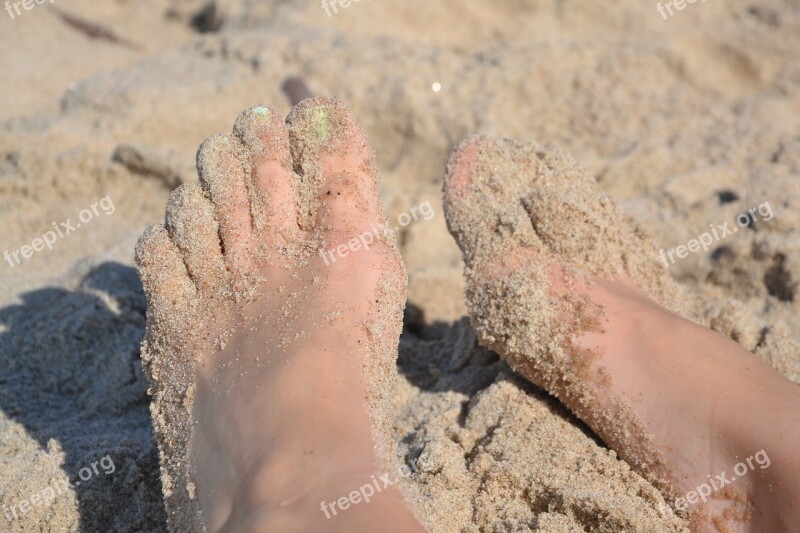 Feet Beach Sand The Baltic Sea Sea