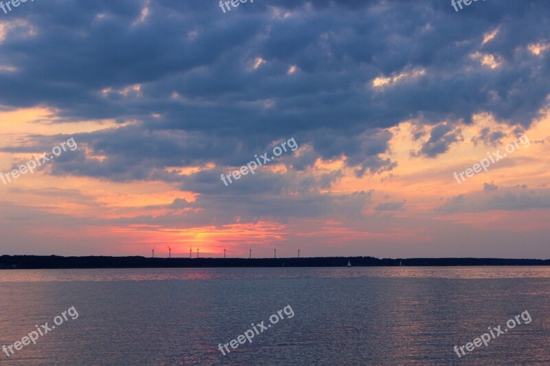 Evening Sky Lake Sunset Sky Water