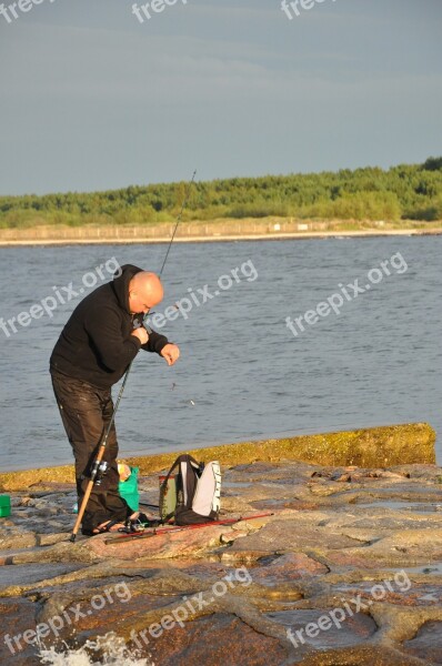 Angler Sea Man Fish Fishing