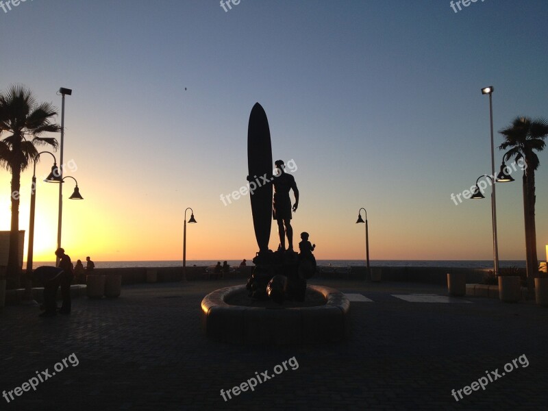 Statue Surfer California Tropical Summer