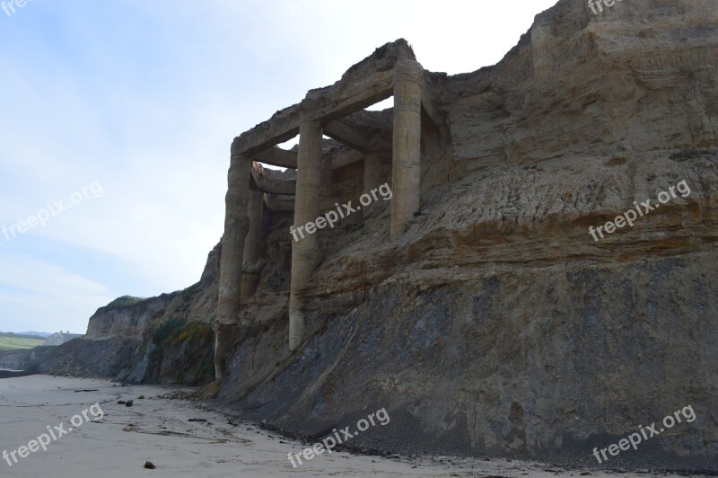 Ruins Beach Cliff Half Moon Bay California