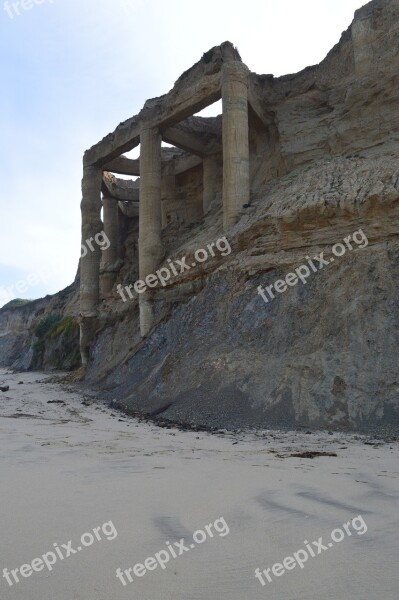 Ruins Beach Cliff Half Moon Bay California