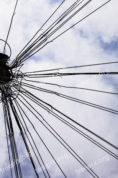 Phone Lines Mast Sky Biodata Power Lines