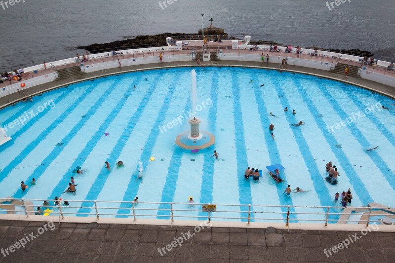 Swimming Pool Half Round Sea Turquoise Blue Lido