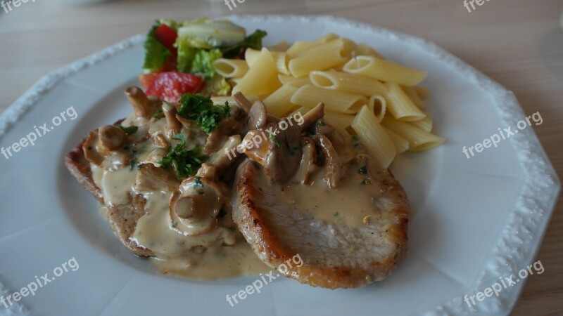 Schnitzel Pig Nature Mushrooms Mushroom Sauce