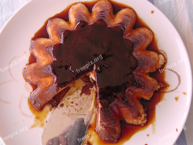 Flan Dessert Sweet Cake Brown