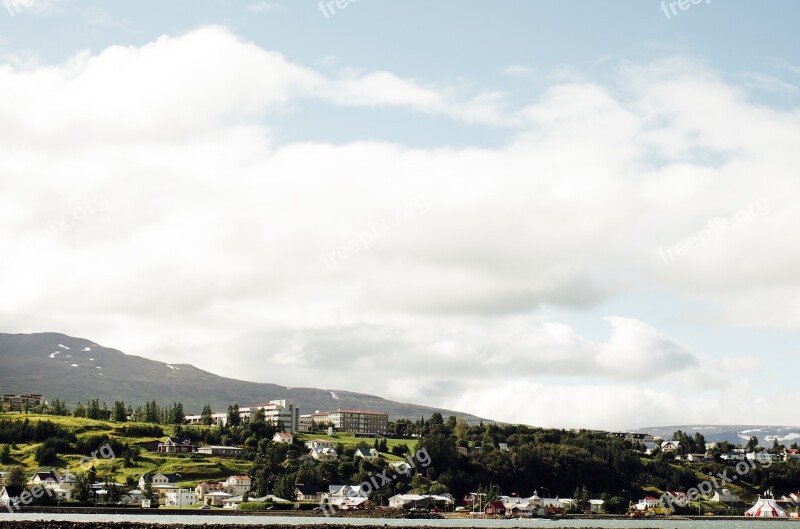 Iceland Sky Town Landscape Nature