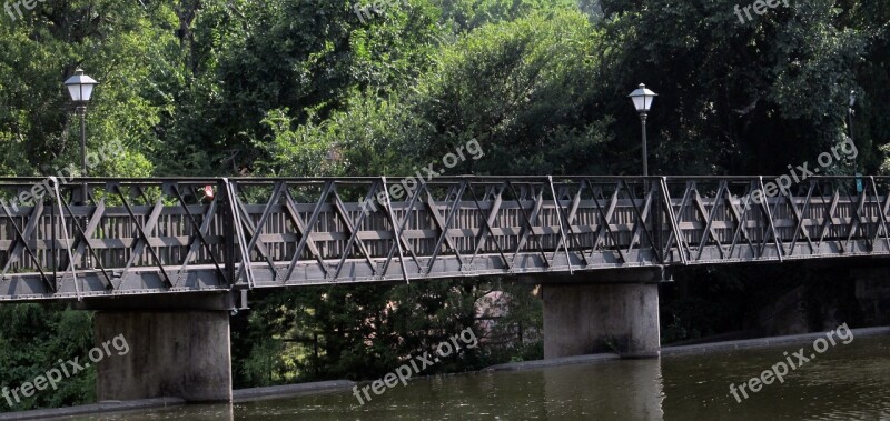 Footbridge Creek Bridge Stream Wooden