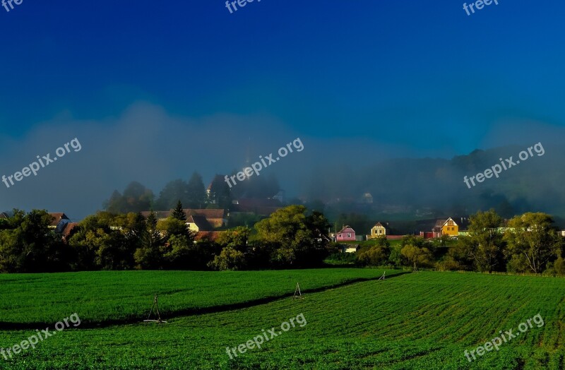 Landscape Fog Morning Sunshine Mist