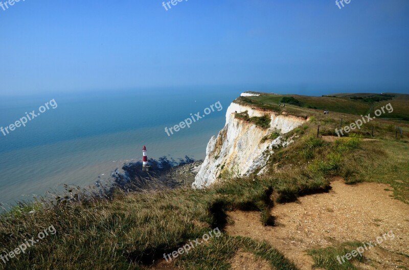 Beachy Head White Cliffs Lighthouse Cliff Crash