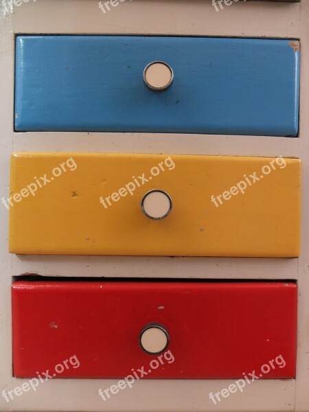 Drawers Cabinet Blue Yellow Red