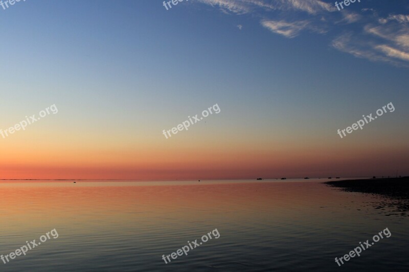 Sunset Evening Sky Coast Föhr North Sea