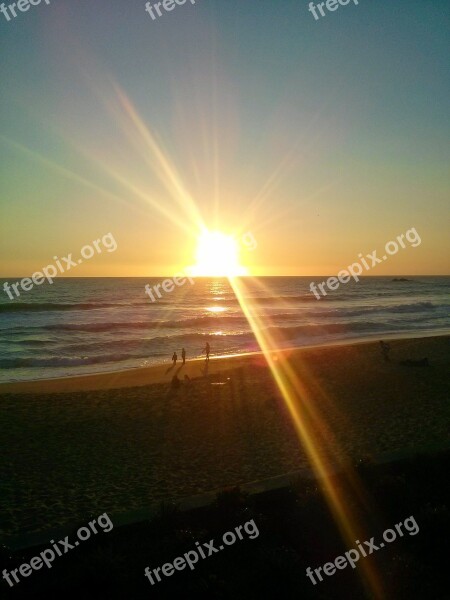 Sunset Scenery Chile Beach Ocean