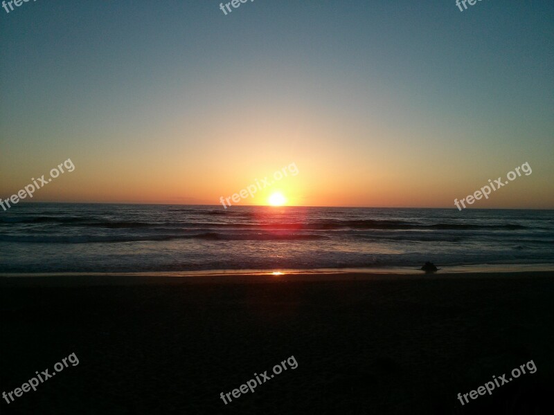 Sunset Scenery Chile Sea Beach