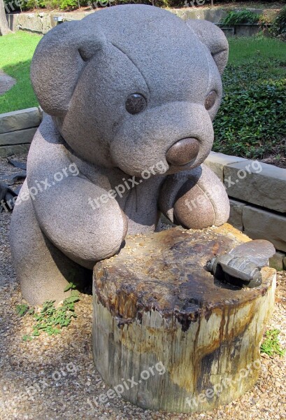 Teddy Bear Sculpture Park Stone Granite