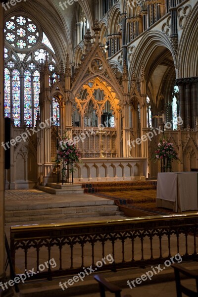 High Altar Lincoln Cathedral Carved Stone Screen West Facing Altar