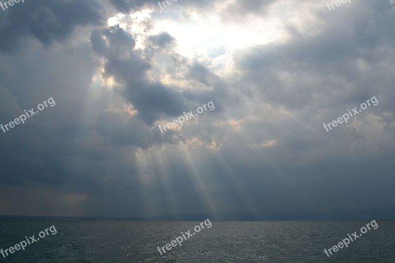 Lago Di Garda Water Sun Clouds Light