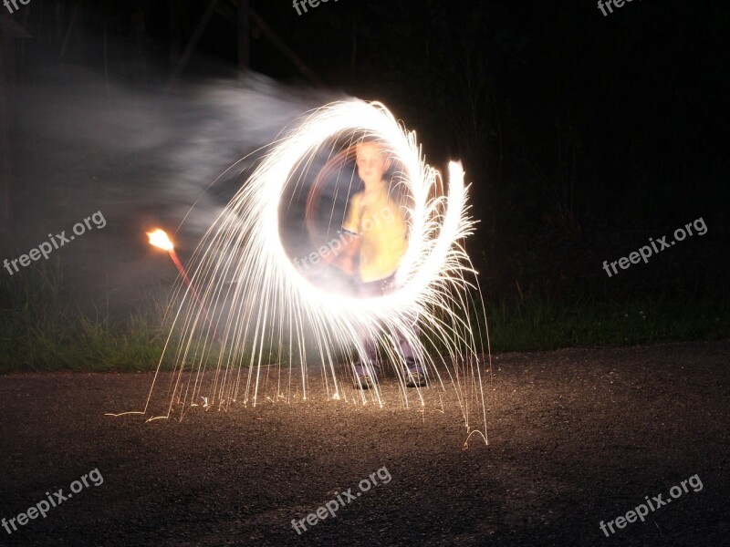 Fireworks Bengali Fire Match Long Exposure Fire Circle