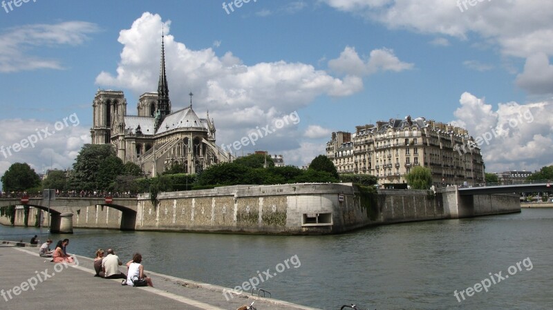 Cathedral Paris Seine Free Photos