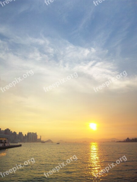 Hongkong Sky Victoria Harbor Sunset