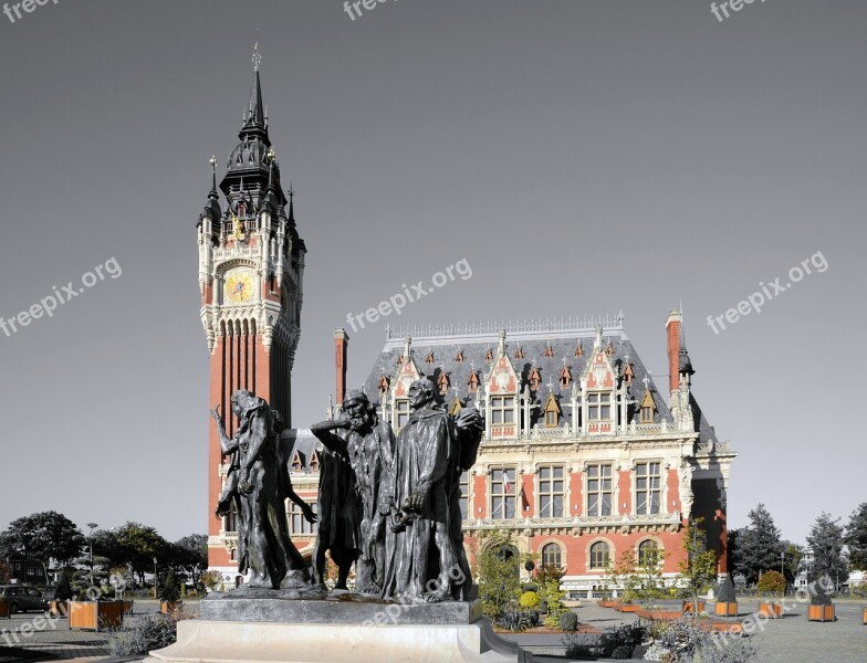 Calais Town Hall Building Figures Rodin