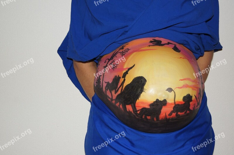 Belly Painting Lion King Pregnant Baby Bellypaint