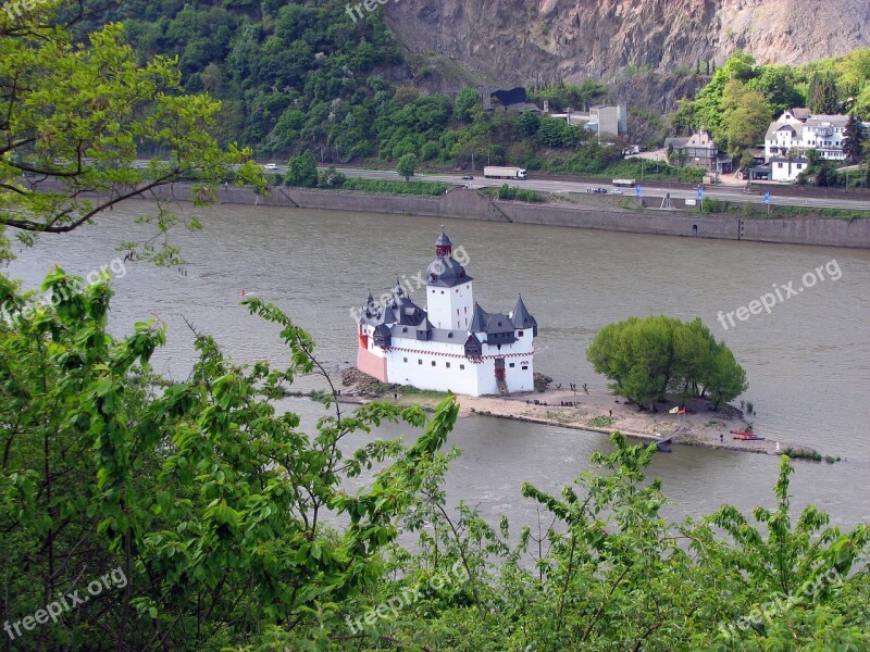 Island Kaub Castle Rhine Water