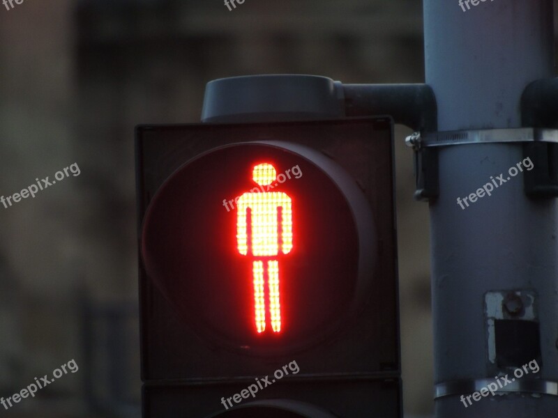 Traffic Lights Little Green Man Males Red Traffic Signal