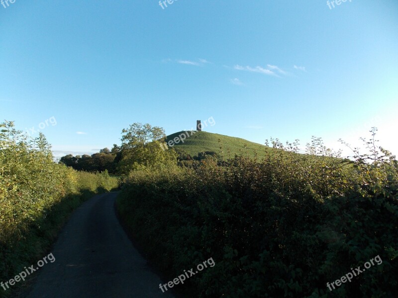 Glastonbury Tor Natural Landscape England Countryside Landscape