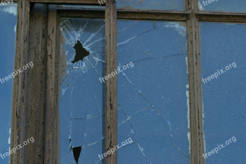 Broken Window Shot Building Weathered