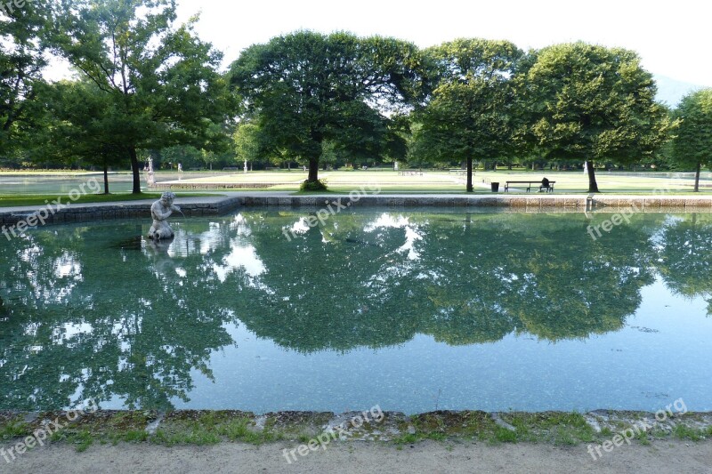 Water Park Hellbrunn Trees Reflection