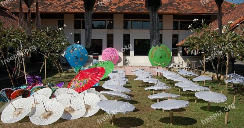 Parasols Umbrellas Thailand Asia White