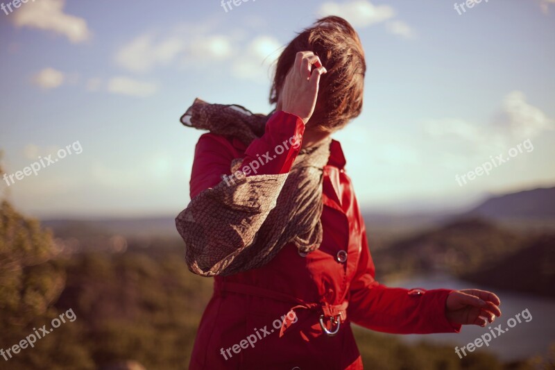 Woman Windy Red Clothing Coat