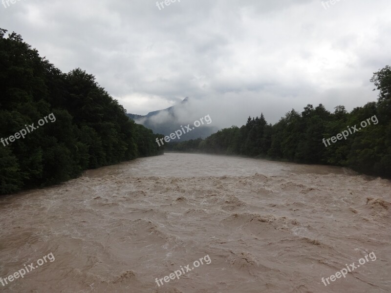 High Water Saalachstrasse Bad Reichenhall Upper Bavaria Bavaria