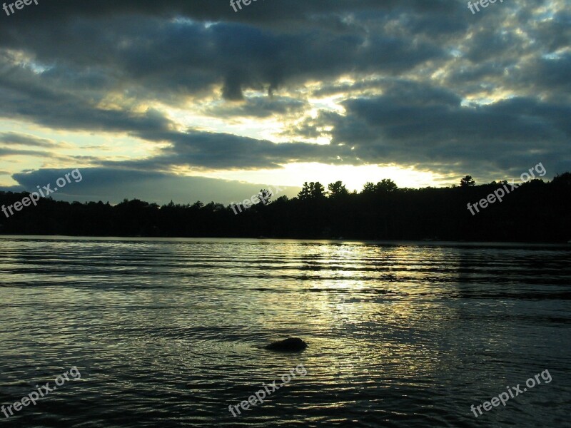 Lake Clouds Water Forest Sky