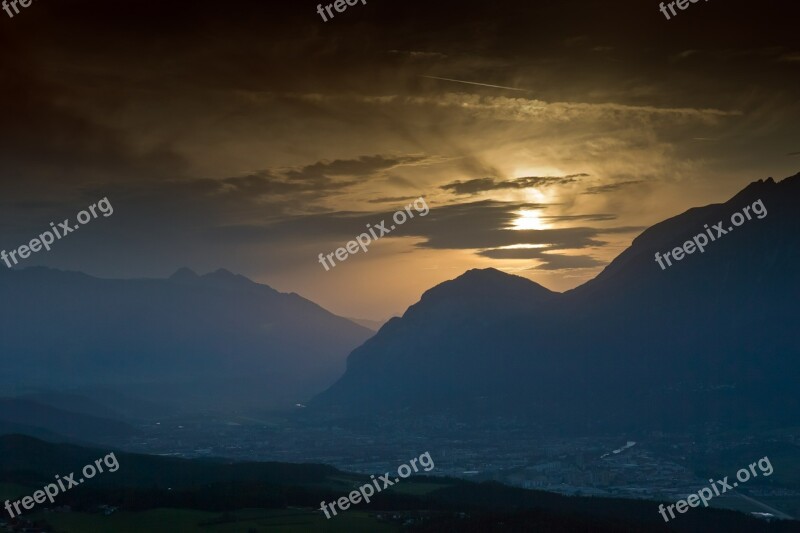 Mountains Sunset Alps Inn Valley Innsbruck