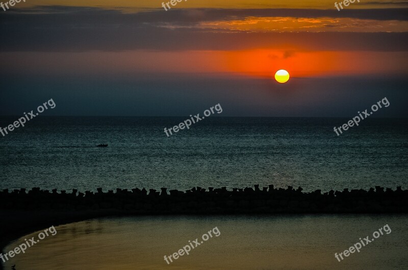 Ocean Coast Cloudscape Sunset Sky