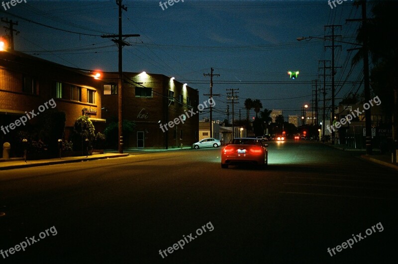 Road Rear Lights Lights Night Dark