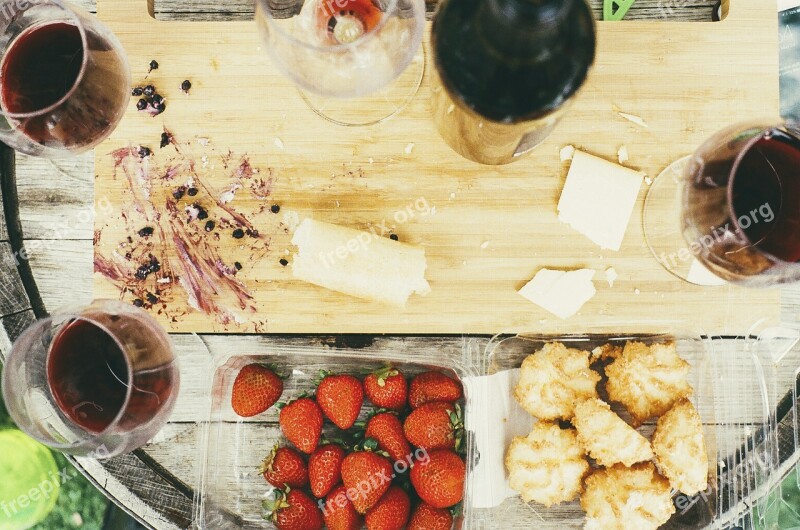 Food Chopping Board Kitchen Macaroons Red Wine