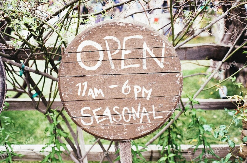 Open Sign Wooden Round Store