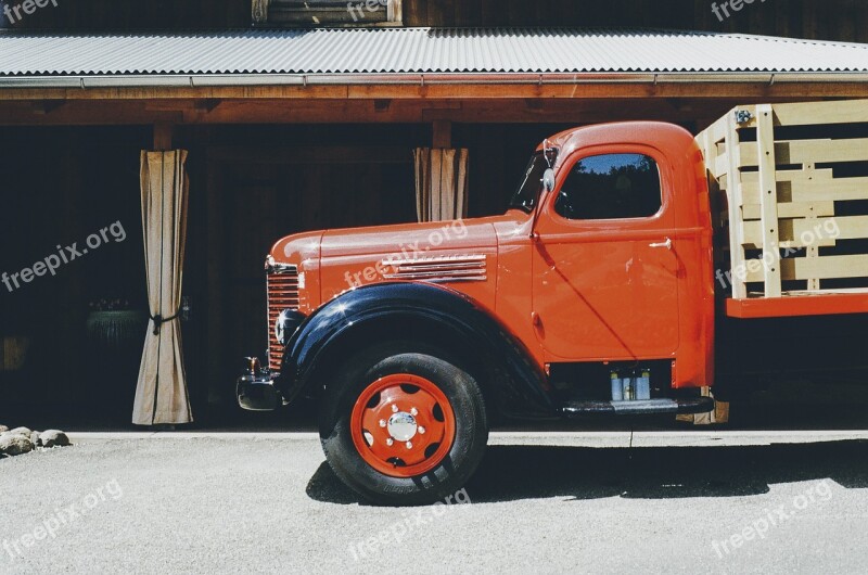 Truck Lorry Transport Vintage Red