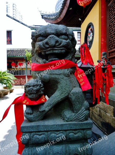 Lion Dragon Sculpture Shanghai China