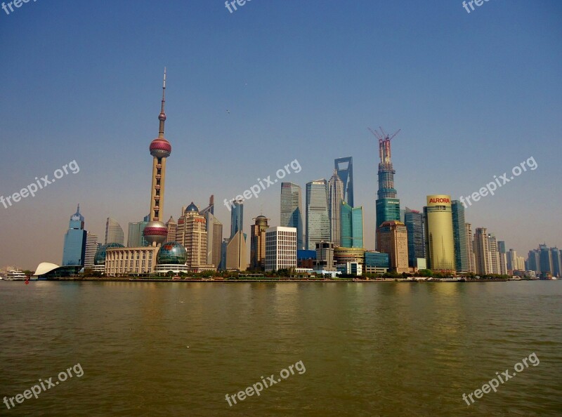 Shanghai China River Skyscraper Building