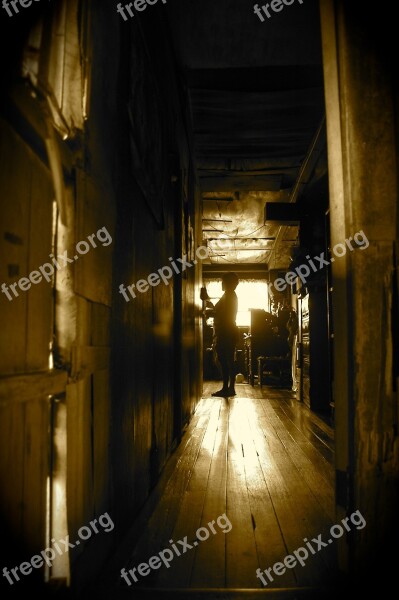 Corridor Hallway Dark Wood Antique