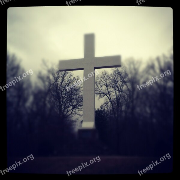 Cross Scenery Winter Landscape Sky